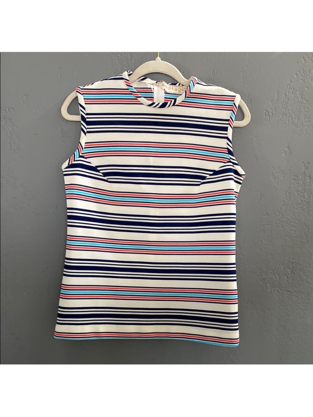 Vintage Center Stage 70's Style Striped Sleeveless Top Retro
